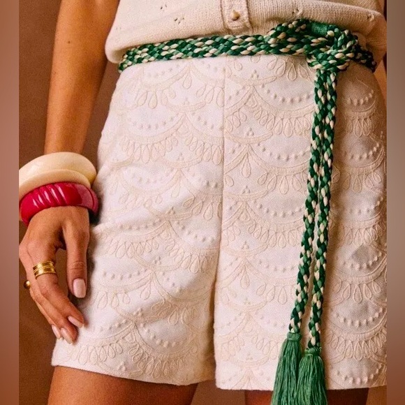 SEZANE ELISOU SHORTS ECRU EMBROIDERY SIZE 34 - Picture 2 of 3